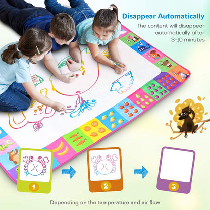 Water Doodle Mat - Kids Painting Writing Color Doodle Drawing Mat Toy Bring Magic Pens Educational Toys for Age 3 4 5 6 7 Year Old Girls Boys Age Toddler Gift