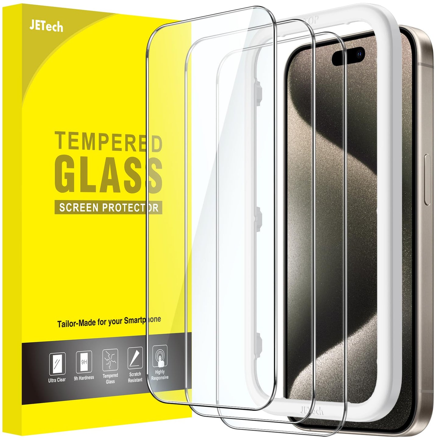 JETech Full Coverage Screen Protector for iPhone 17e (2026) / iPhone 16e, 9H Tempered Glass Film, Case-Friendly, HD Clear, 6.1-Inch Display, 3-Pack