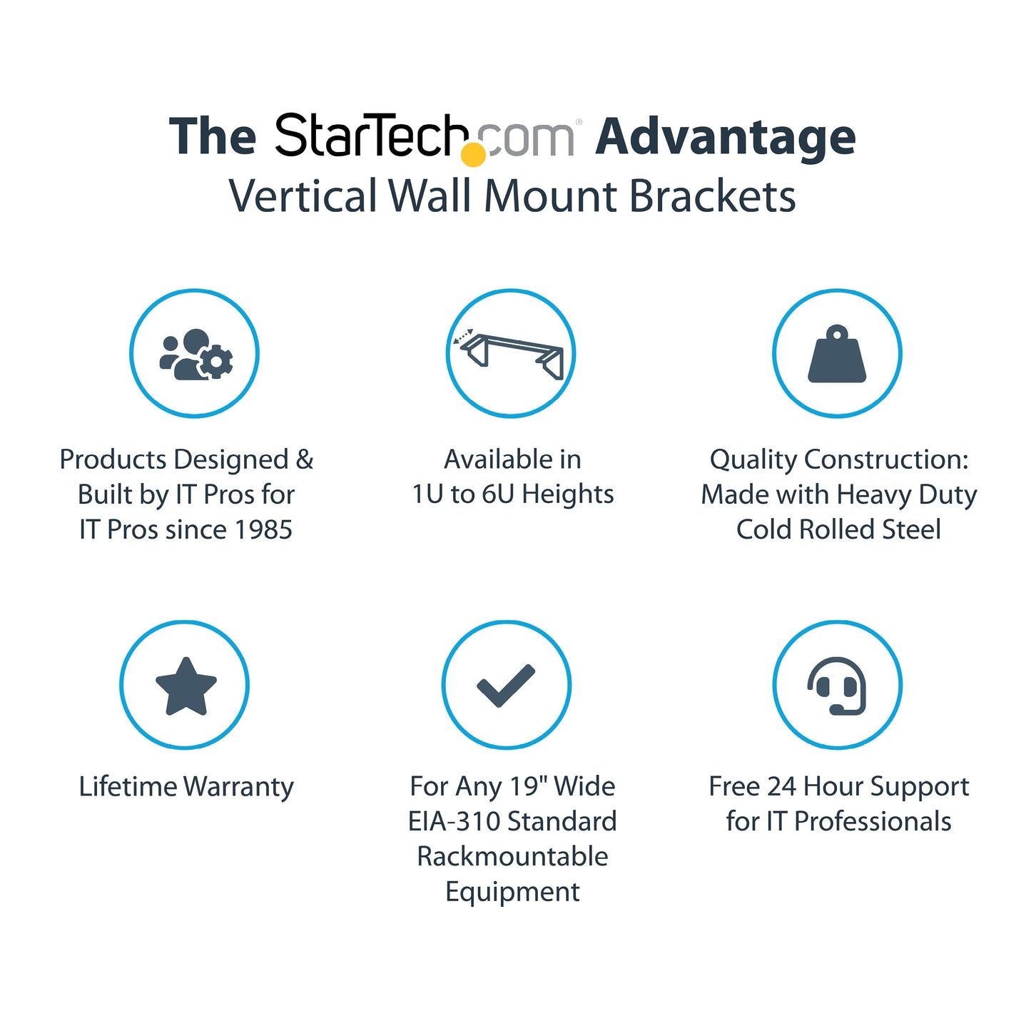 StarTech.com 2U Vertical Wall Mount Patch Panel Bracket - Steel Rack Mount Bracket w/Hardware for 19" Network, Server and Data Equipment , TAA (RK219WALLV)