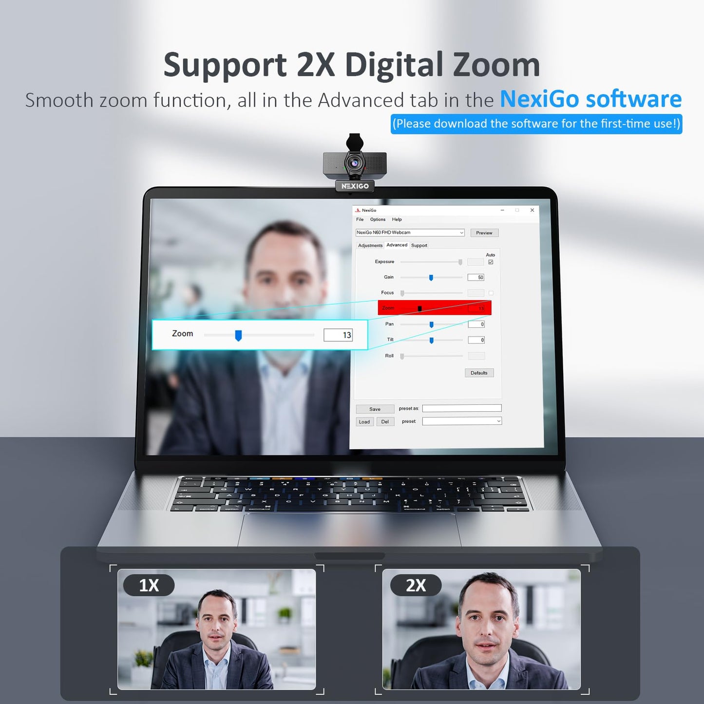 NexiGo N60 1080P Webcam with Microphone, Software Control & Privacy Cover, USB HD Computer Web Camera, Plug and Play, for Zoom/Skype/Teams, Conferencing and Video Calling