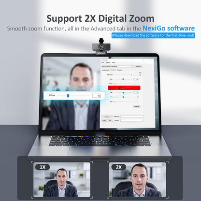 NexiGo N60 1080P Webcam with Microphone, Software Control & Privacy Cover, USB HD Computer Web Camera, Plug and Play, for Zoom/Skype/Teams, Conferencing and Video Calling