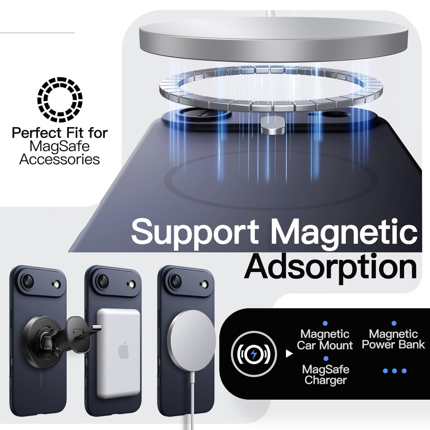 JETech Magnetic Slim Case for iPhone 17 Pro Max 6.9-Inch, Compatible with MagSafe, Ultra-Thin Lightweight Minimalist Phone Cover with Matte Finish and Full Camera Lens Protection (Black)