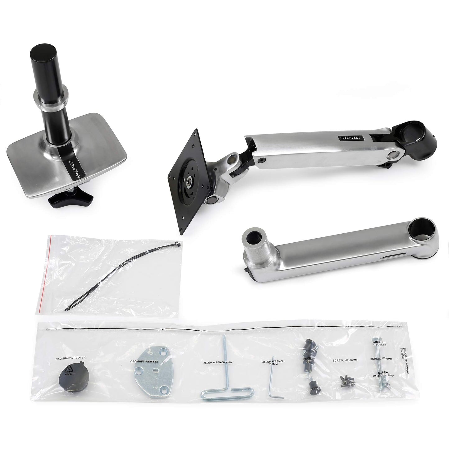 Ergotron – LX Monitor Arm, Single Monitor Desk Mount – fits Flat Curved Ultrawide Computer Monitors up to 34 Inches, 7 to 25 lbs, VESA 75x75mm or 100x100mm – Polished Aluminum