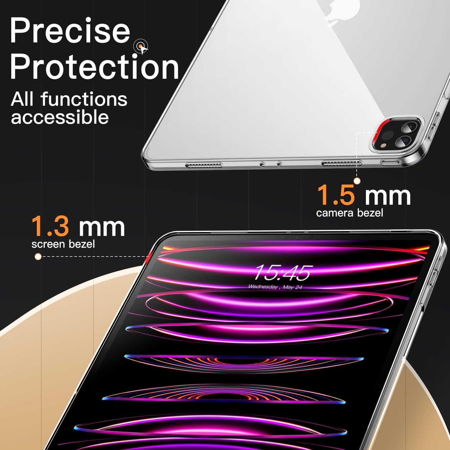 JETech Case for iPad Pro 11-Inch 2022/2021/2020 Model (4th/3rd/2nd Generation), Soft TPU Transparent Slim Shockproof Tablet Cover, Support Pencil 2nd Charging (Clear)