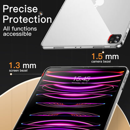 JETech Case for iPad Pro 11-Inch 2022/2021/2020 Model (4th/3rd/2nd Generation), Soft TPU Transparent Slim Shockproof Tablet Cover, Support Pencil 2nd Charging (Clear)