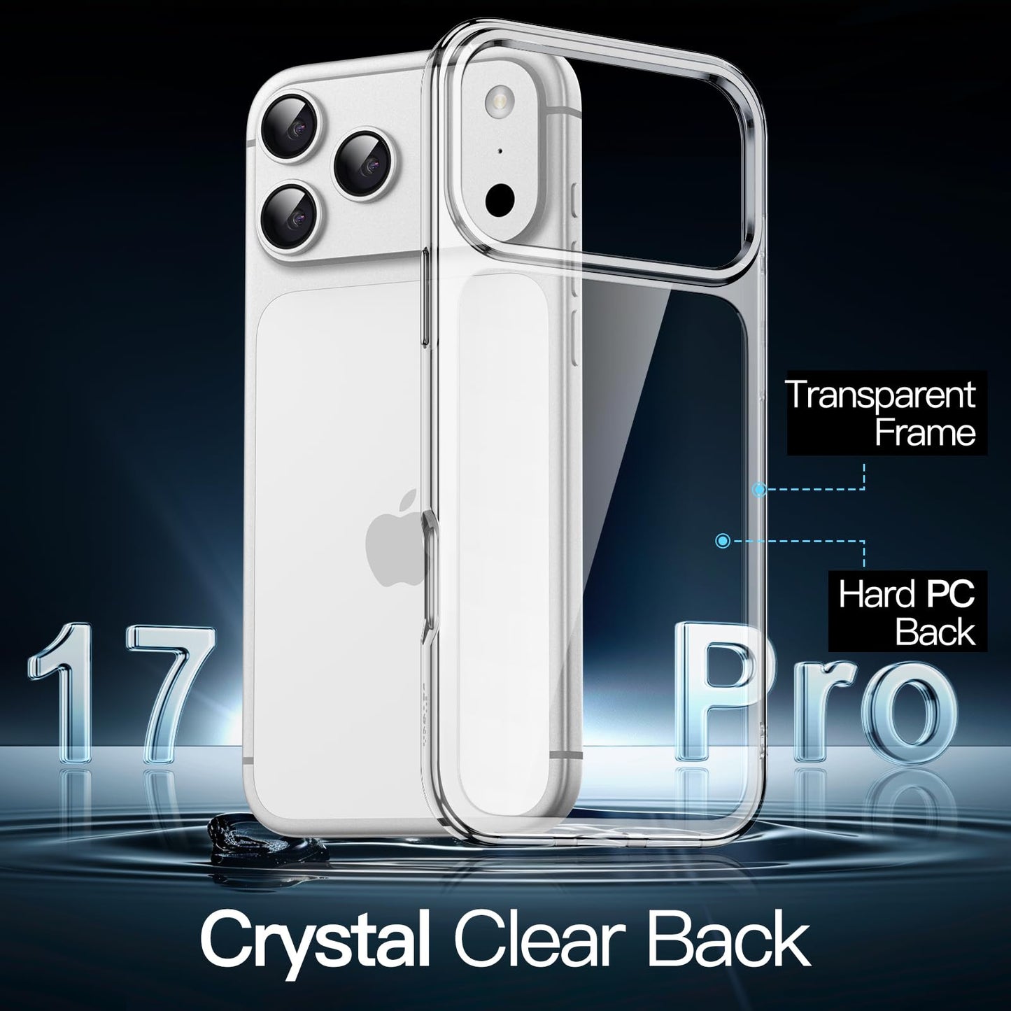 JETech Case for iPhone 17 Pro Max 6.9-Inch, Non-Yellowing Shockproof Phone Bumper Cover, Anti-Scratch Clear Back (Clear)