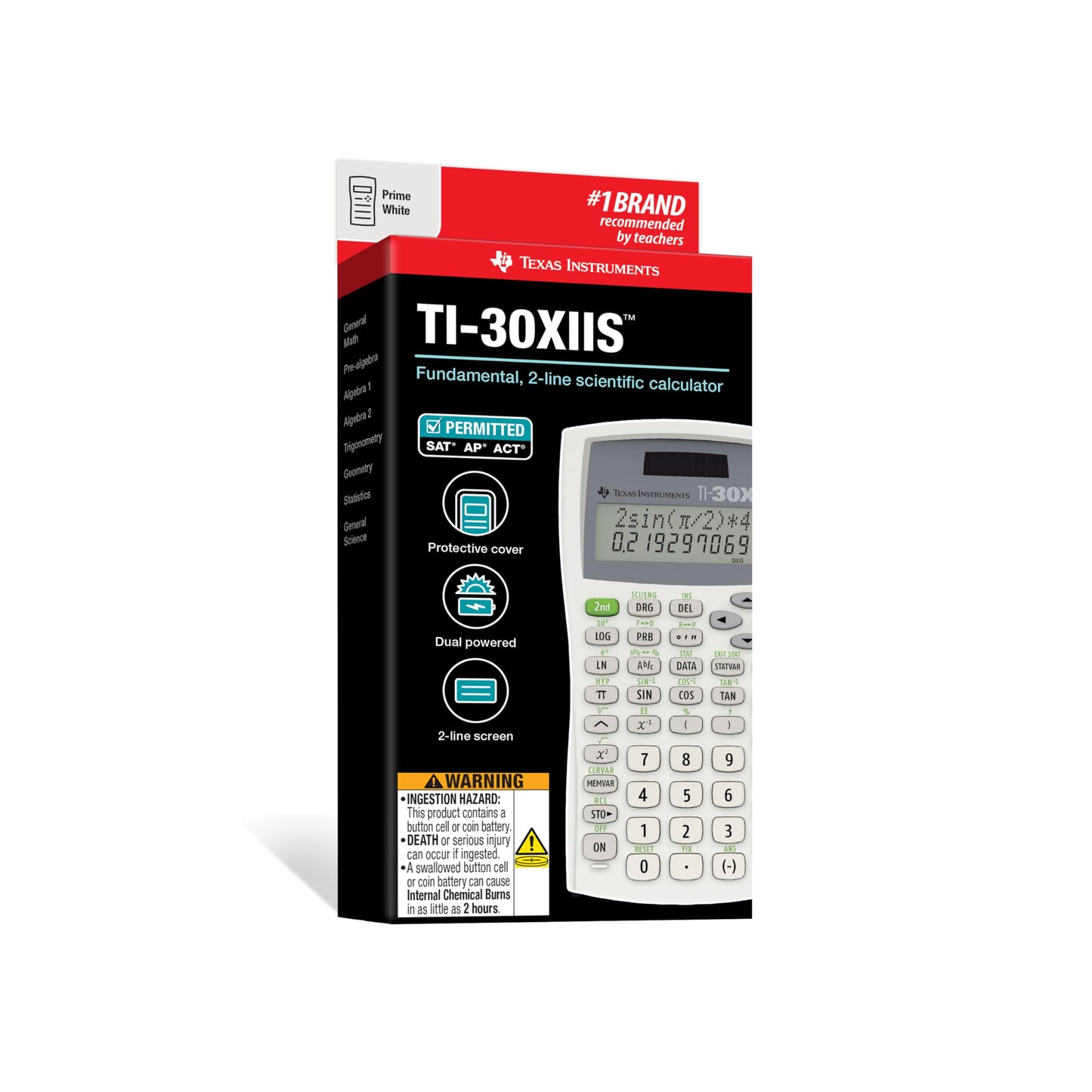 Texas Instruments TI-30XIIS Scientific Calculator, Black with Blue Accents (30XIIS/TBL/1L1/BK)