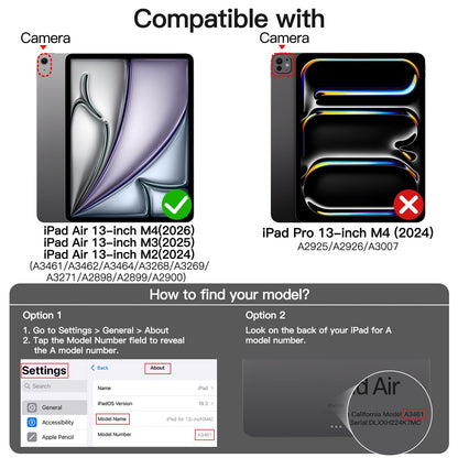 JETech Rotating Case for iPad Air 13-Inch M4/M3/M2 (2026/2025/2024) with Pencil Holder, 360 Degree Rotation Protective Stand Cover Clear Back, Auto Wake/Sleep (Purple)
