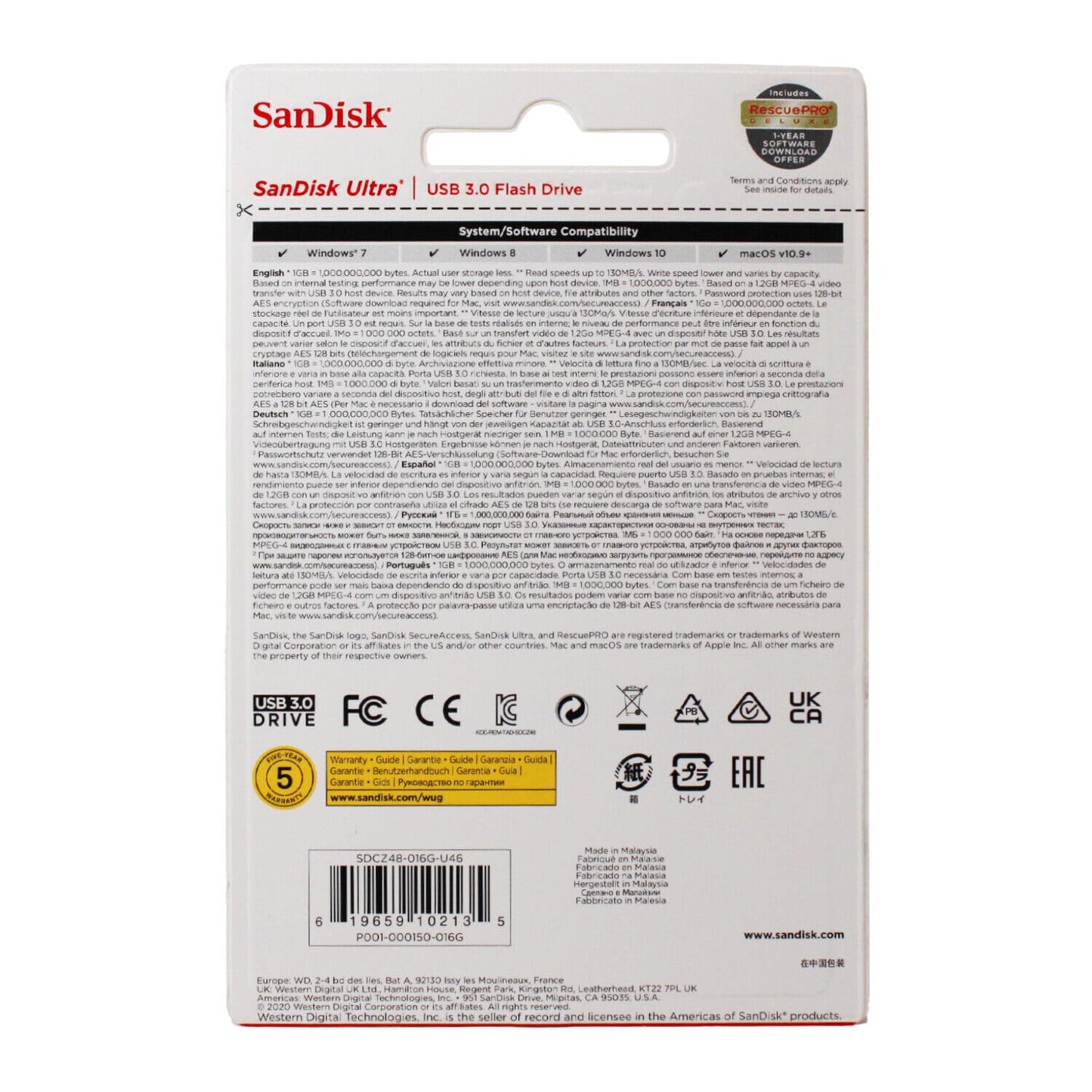 SANDISK 128GB Ultra USB 3.0 Flash Drive - SDCZ48-128G-U46, Black