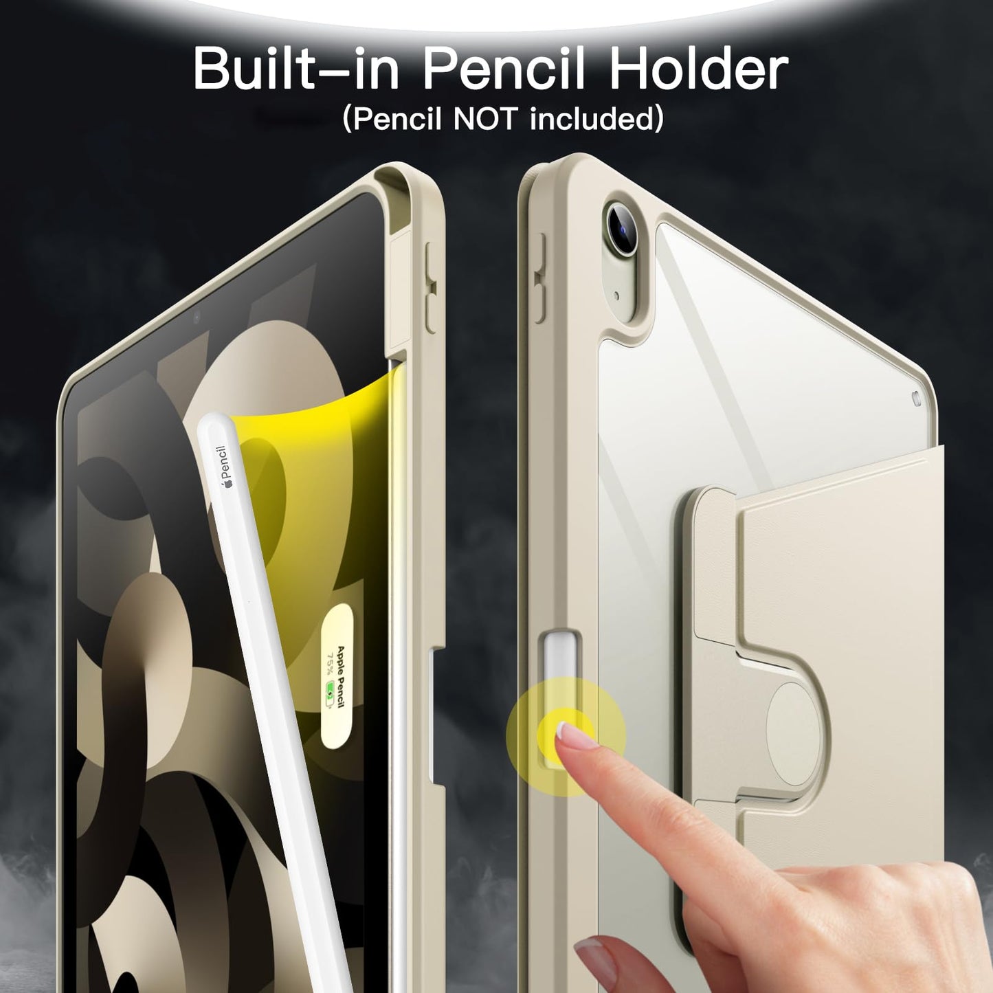 JETech Rotating Case ONLY for iPad Air 11-Inch M4/M3/M2 (2026/2025/2024), iPad Air 5/4 (2022/2020 5th/4th Generation 10.9-Inch), 360 Degree Rotation Protective Stand Cover Clear Back (Purple)