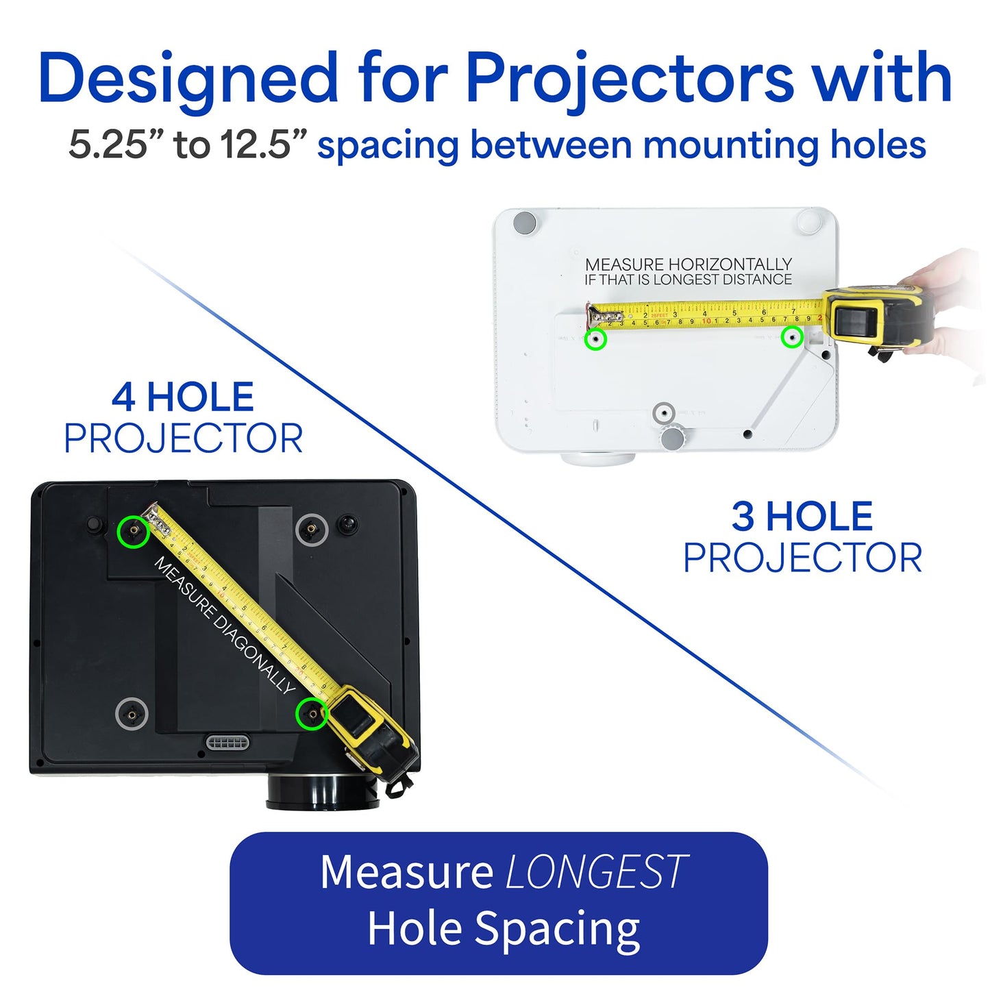 VIVO Universal Extending Ceiling Projector Mount, Height Adjustable Projection, White, MOUNT-VP02W