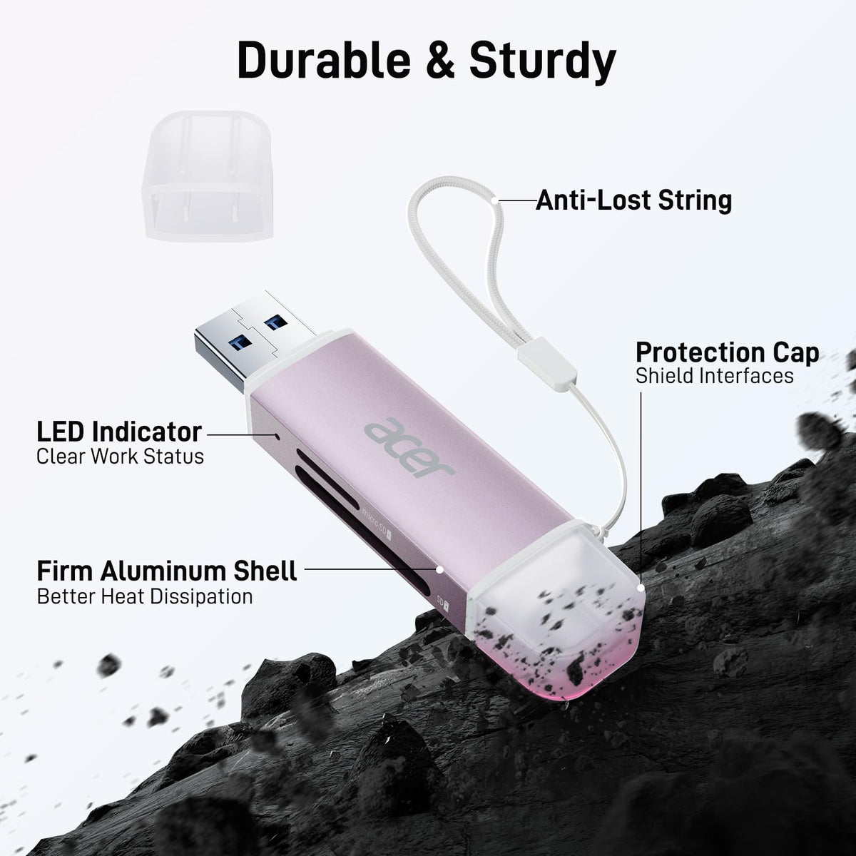 acer SD Card Reader USB C, Dual Slots USB Type C to Micro SD Card Adapter