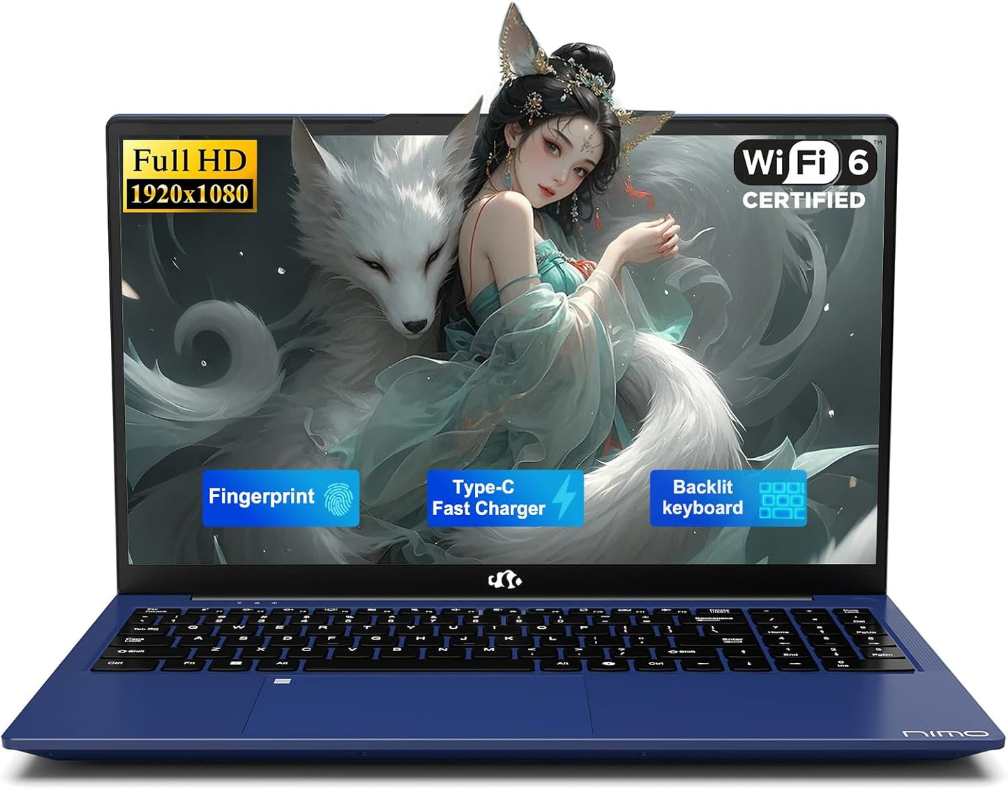 NIMO 2026 Student Laptop, Quad-Core (Beats i3-1115G4), 15.6" FHD IPS Computer with 65W PD Fast Charging, Backlit Keyboard, Fingerprint, Wi-Fi 6, 4GB RAM 128GB SSD, for College Study and Business Home