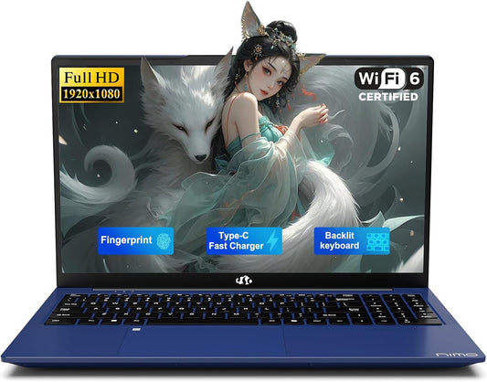 NIMO 2026 Student Laptop, Quad-Core (Beats i3-1115G4), 15.6" FHD IPS Computer with 65W PD Fast Charging, Backlit Keyboard, Fingerprint, Wi-Fi 6, 4GB RAM 128GB SSD, for College Study and Business Home