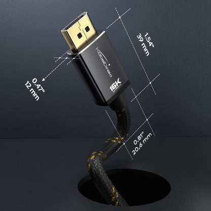 KabelDirekt – DisplayPort 2.1 Cable/16K DP 2.1 Cable – 3ft – Nylon braiding + Break-Proof Metal connectors, DP80 with 80Gbps for Gaming PC/Monitor, FreeSync/G-Sync, for 16K@60Hz, 8K@120Hz, 4K@240Hz