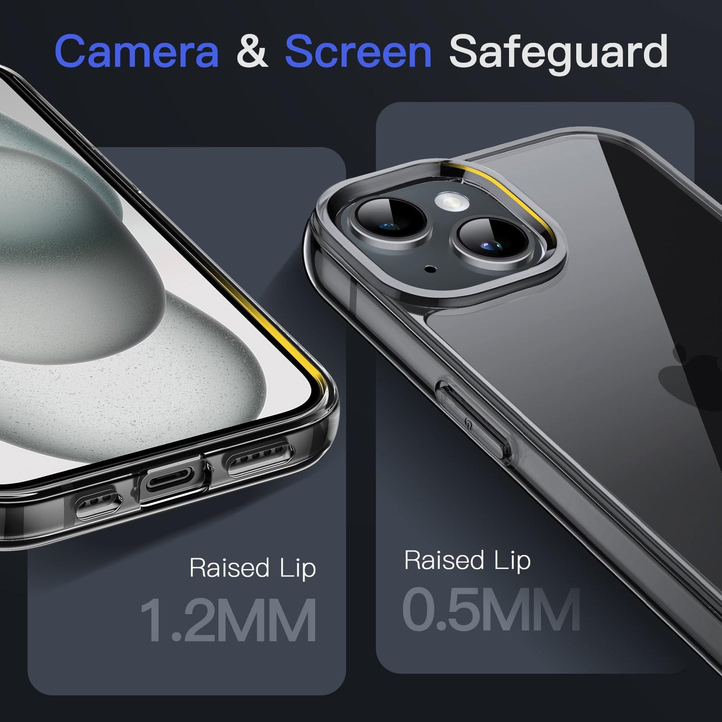 JETech Case for iPhone 15 6.1-Inch, Non-Yellowing Shockproof Phone Bumper Cover, Anti-Scratch Clear Back (Clear)