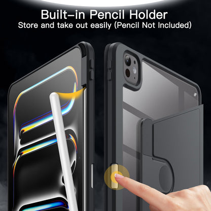JETech Rotating Case for iPad mini (A17 Pro, 2024 Model, 7th Generation) / mini 6 (2021 Model, 6th Generation) with Pencil Holder, 360 Degree Rotation Protective Stand Cover Clear Back (Purple)