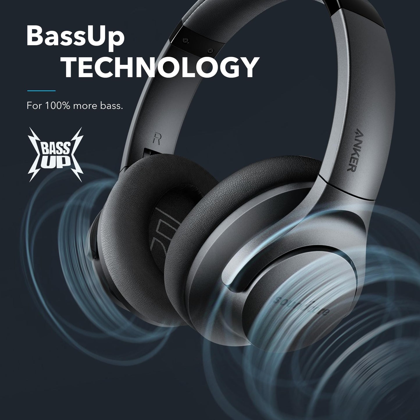 Soundcore Anker Life Q20 Hybrid Active Noise Cancelling Headphones, Wireless Over Ear Bluetooth Headphones, 70H Playtime, Hi-Res Audio, Deep Bass, Memory Foam Ear Cups, Travel, Office