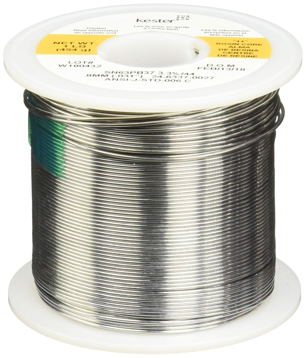 Kester 24-6337-0027 Solder Roll, Core Size 66, 63/37 Alloy, 0.031" Diameter