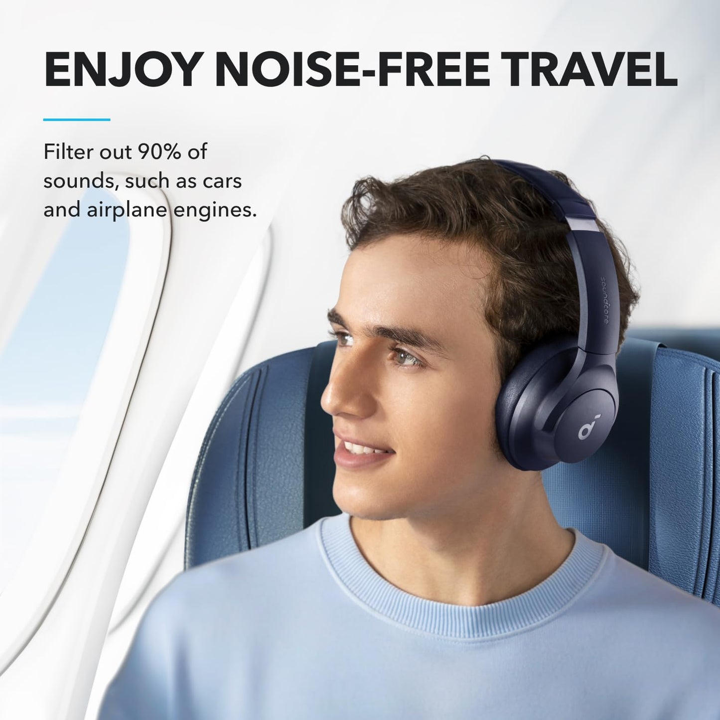 Soundcore by Anker Q20i Hybrid Active Noise Cancelling Headphones, Wireless Over-Ear Bluetooth, 40H Long ANC Playtime, Hi-Res Audio, Big Bass, Customize via an App, Transparency Mode (Black)