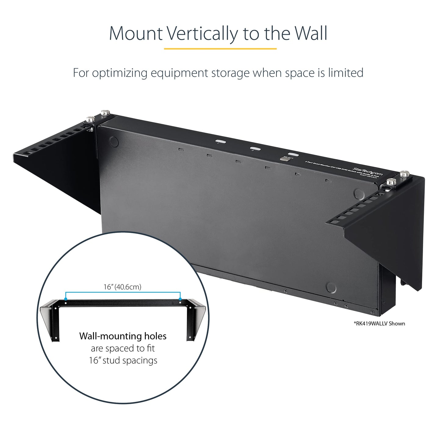 StarTech.com 2U Vertical Wall Mount Patch Panel Bracket - Steel Rack Mount Bracket w/Hardware for 19" Network, Server and Data Equipment , TAA (RK219WALLV)