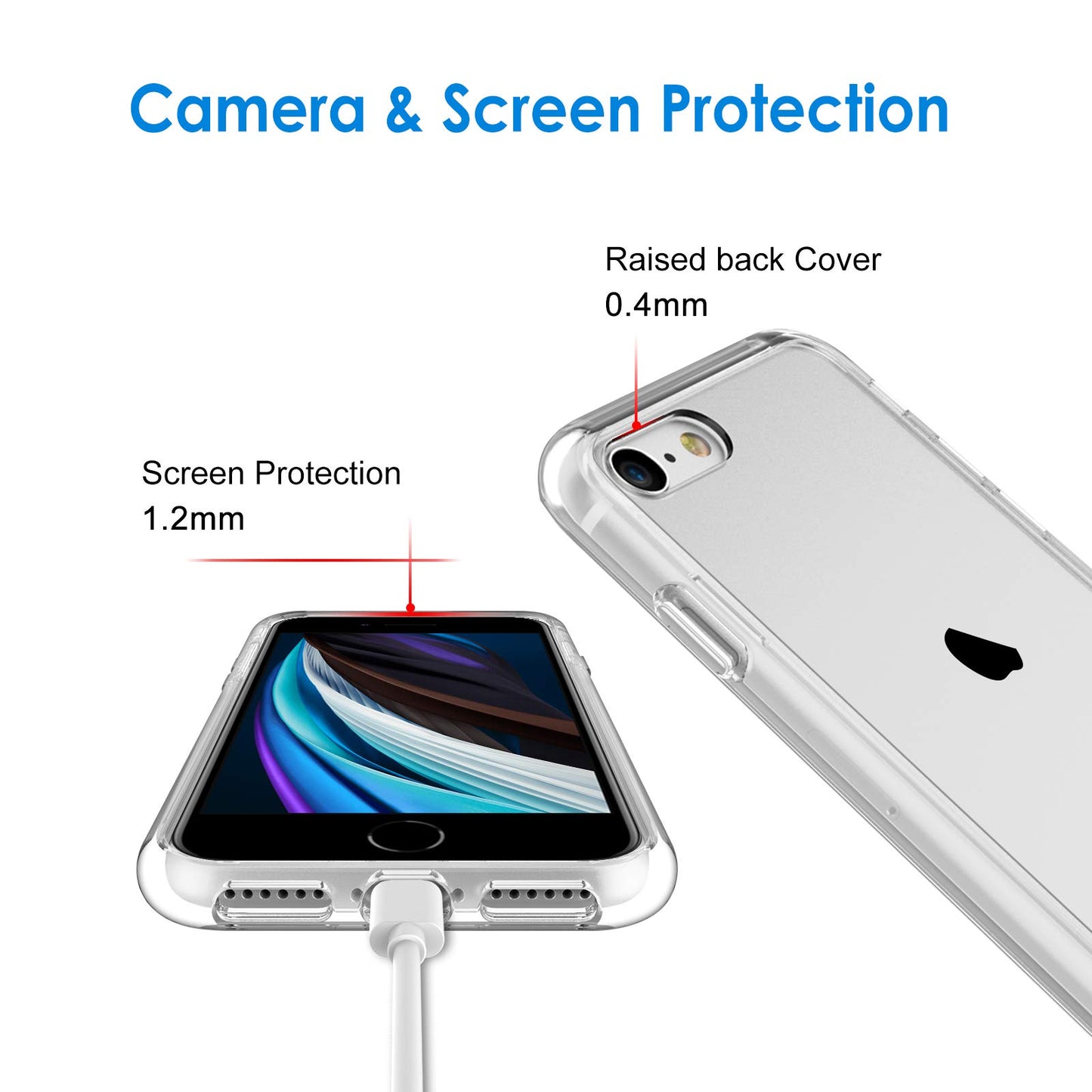 JETech Case for iPhone SE 3/2 (2022/2020 Edition), iPhone 8 and iPhone 7, 4.7-Inch, Non-Yellowing Shockproof Phone Bumper Cover, Anti-Scratch Clear Back (Clear)