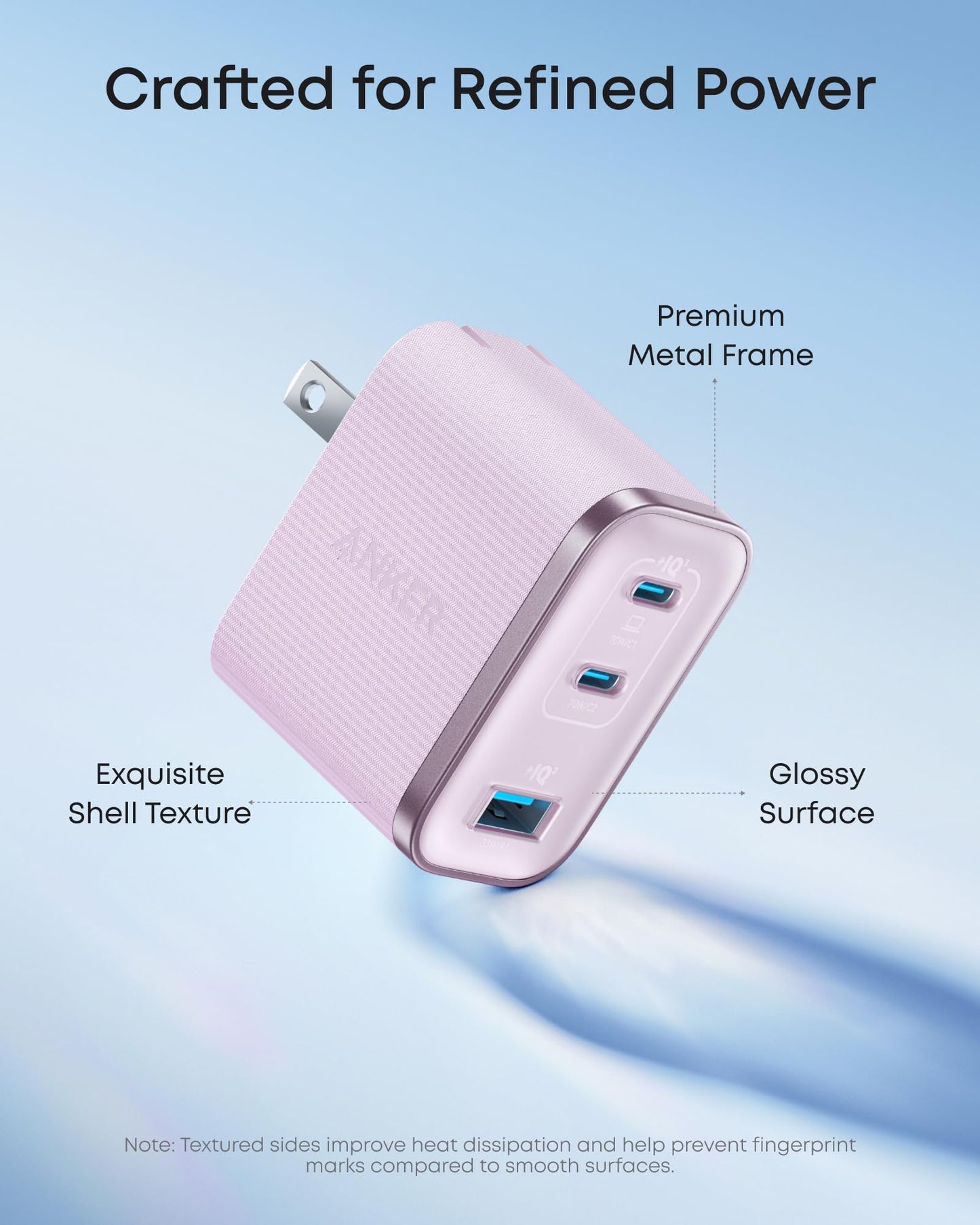 Anker Nano Charger, Ultra-Fast 70W Output 3-Port USB C Charger Block, Fast Charging, Compact and Stylish, for iPhone 17/16 Series, MacBook, iPad, Pixel, Galaxy, and More(Black, Cable Included)