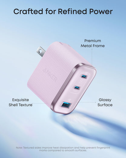 Anker Nano Charger, Ultra-Fast 70W Output 3-Port USB C Charger Block, Fast Charging, Compact and Stylish, for iPhone 17/16 Series, MacBook, iPad, Pixel, Galaxy, and More(Black, Cable Included)