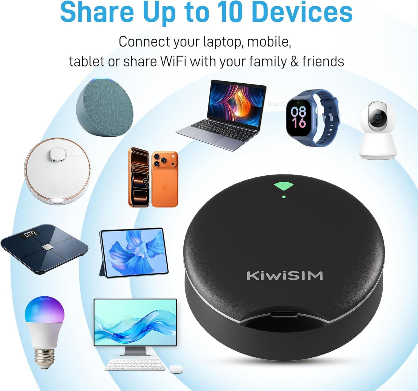 UFO Mobile Hotspot with Data 10GB-30Days, Portable Pocket WiFi 6 & 4G LTE Hotspot l MiFi, Support AT&T, T-Mobile, Verizon, 10 Devices, USA Coverage, No SIM Card Required, No Contract, Black