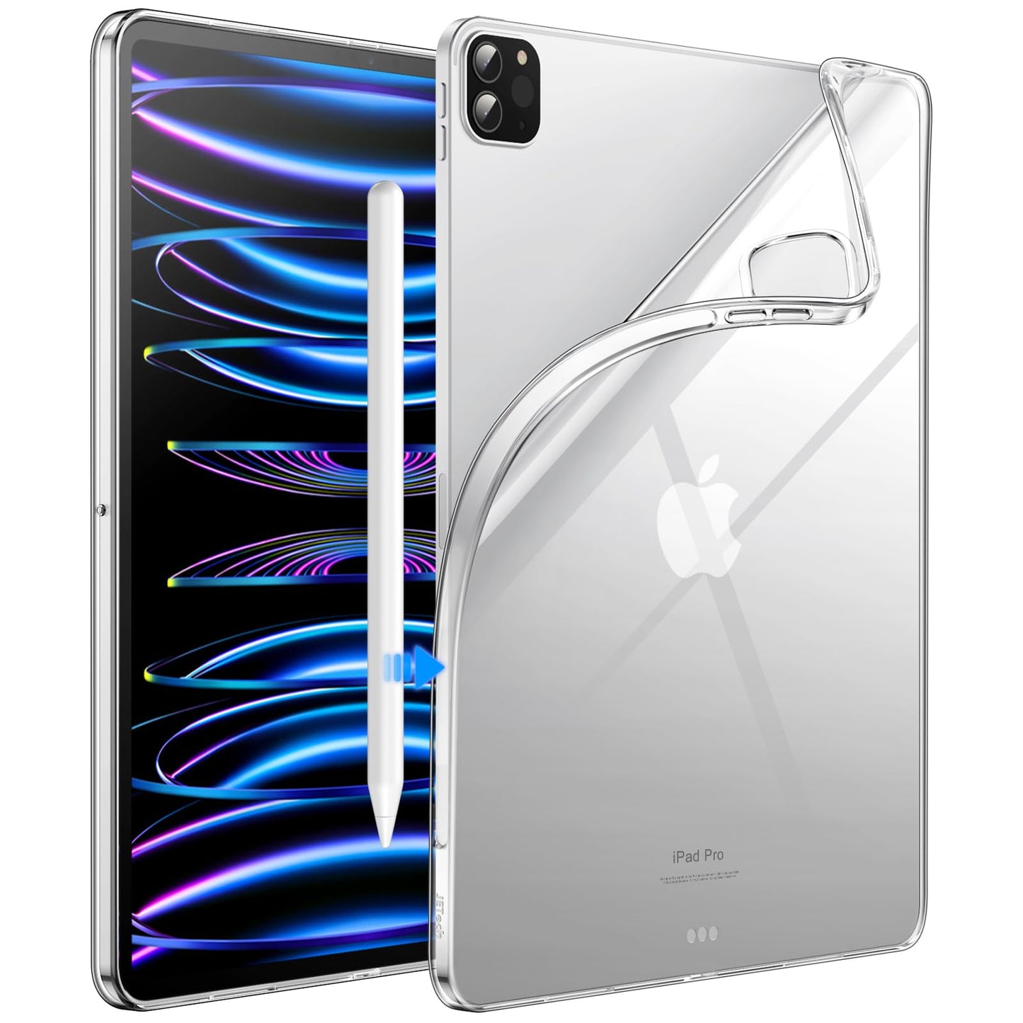 JETech Case for iPad Pro 11-Inch 2022/2021/2020 Model (4th/3rd/2nd Generation), Soft TPU Transparent Slim Shockproof Tablet Cover, Support Pencil 2nd Charging (Clear)