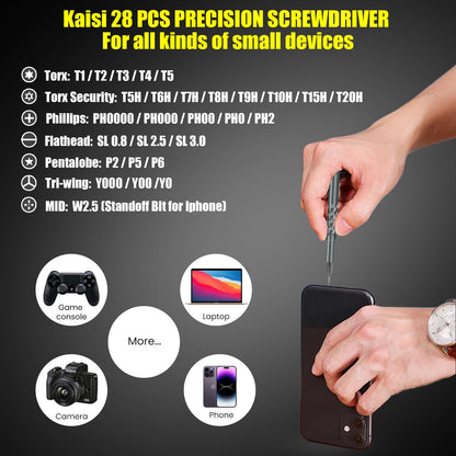 Kaisi Screwdriver Set 12-in-1 Portable Multi Bit Screwdriver All in One Screw Driver with Phillips,Flat Head,Torx Security,Hex and 1/4 Nut Driver for Outdoor and Daily Repair Tools