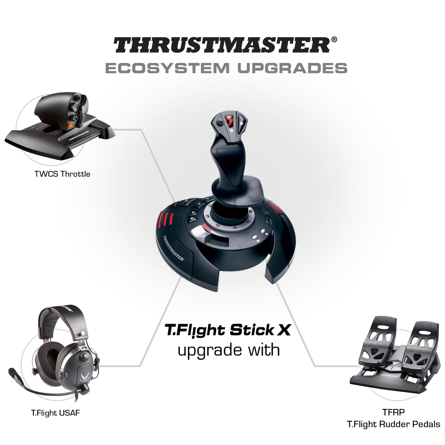 Thrustmaster T-Flight Hotas X - Flight Throttle and Joystick with 12 Programmable Buttons, Detachable Throttle, Adjustable Resistance for Flight Simulator - Compatible with PC