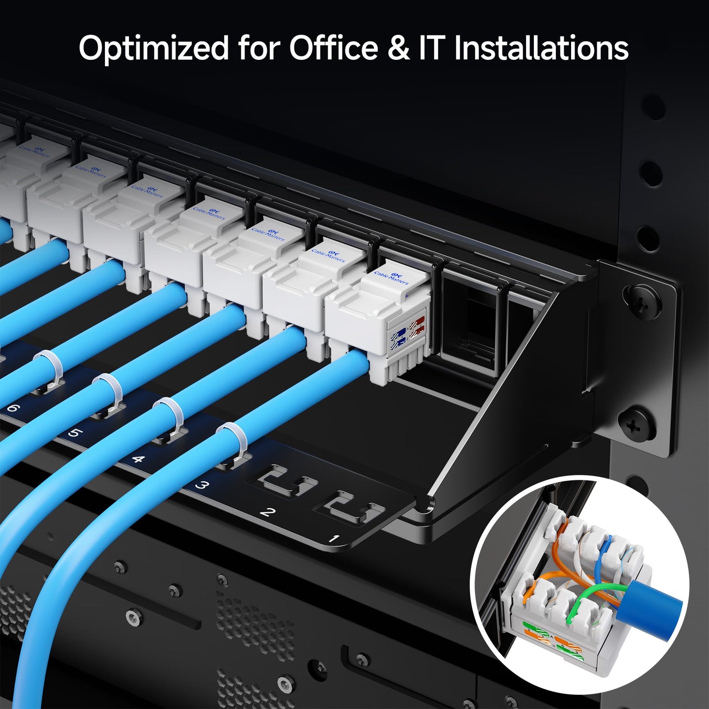 Cable Matters Rackmount or Wall Mount 1U 24 Port Keystone Patch Panel with Cable Management and Support Bar, 19-inch Blank Patch Panel for Keystone Jacks