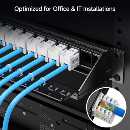 Cable Matters Rackmount or Wall Mount 1U 24 Port Keystone Patch Panel with Cable Management and Support Bar, 19-inch Blank Patch Panel for Keystone Jacks