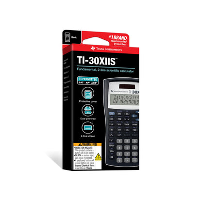 Texas Instruments TI-30XIIS Scientific Calculator, Black with Blue Accents (30XIIS/TBL/1L1/BK)