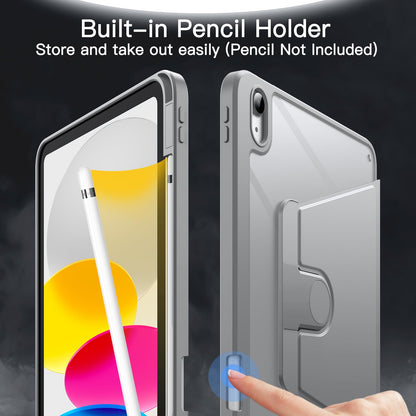 JETech Rotating Case for iPad (A16) 11th/10th Generation (2025/2022) with Pencil Holder, 360 Degree Rotation Protective Stand Cover Clear Back, Auto Wake/Sleep (Navy)