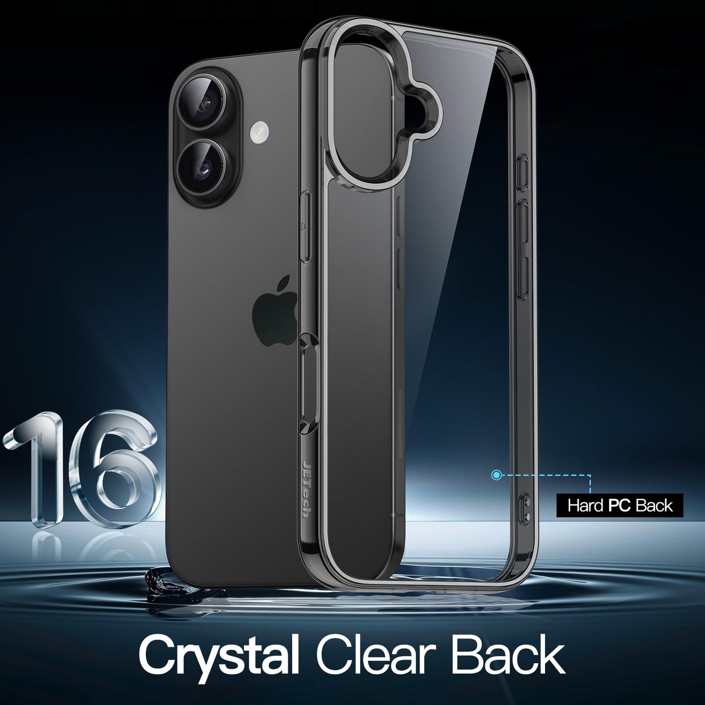 JETech Case for iPhone 16 6.1-Inch, Non-Yellowing Shockproof Phone Bumper Cover, Anti-Scratch Clear Back (Clear)
