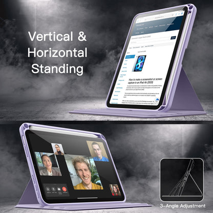 JETech Rotating Case for iPad mini (A17 Pro, 2024 Model, 7th Generation) / mini 6 (2021 Model, 6th Generation) with Pencil Holder, 360 Degree Rotation Protective Stand Cover Clear Back (Purple)