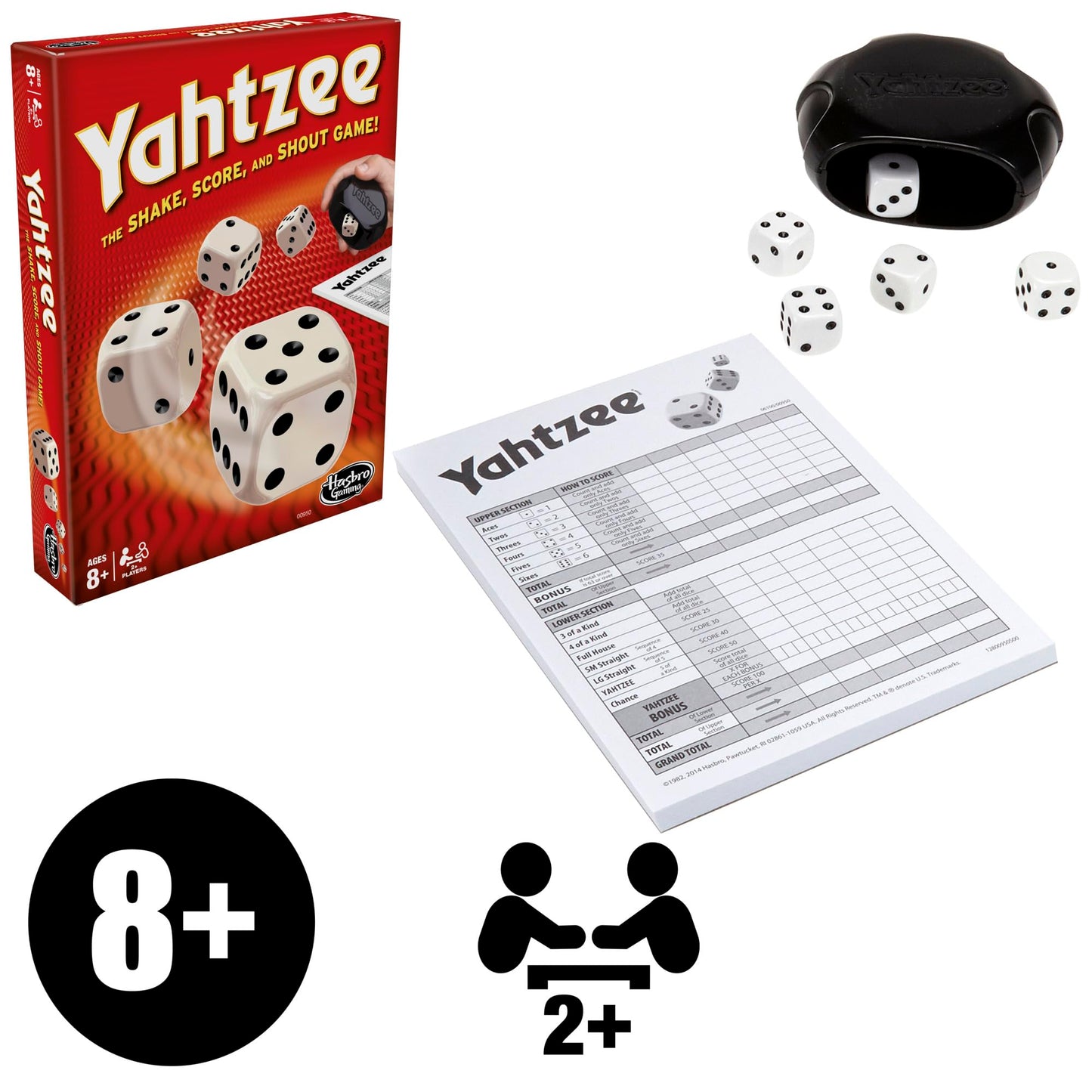 Hasbro Gaming Yahtzee Game, Fast-Playing Dice Games for Kids, Teens, and Adults, Strategy Games, Family Games for Kids, 2 or More Players, Ages 8 and Up