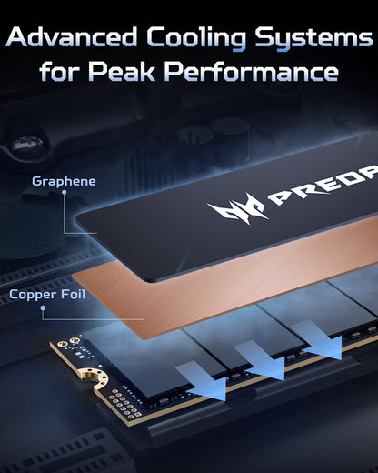 Acer Predator GM7 2TB SSD: M.2 2280 PCIe Gen 4 x4 NVMe 2.0, Read Speed Up to 7400 MB/s, Internal PC Solid State Drive for Laptop, Desktop and PS5 - BL.9BWWR.119
