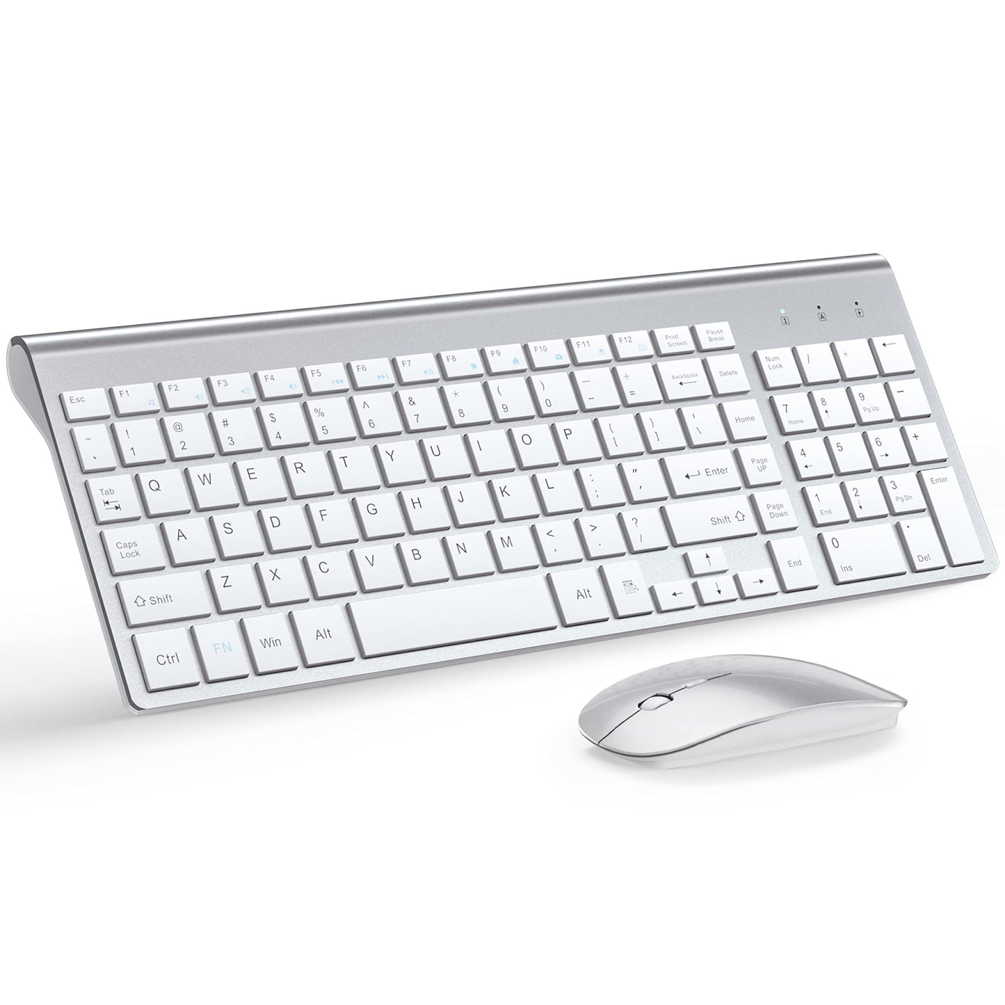 TopMate Wireless Keyboard and Mouse Ultra Slim Combo, 2.4G Silent Compact USB 2400DPI Mouse and Scissor Switch Keyboard Set with Cover, Batteries Included, for PC/Laptop/Windows/Mac - White