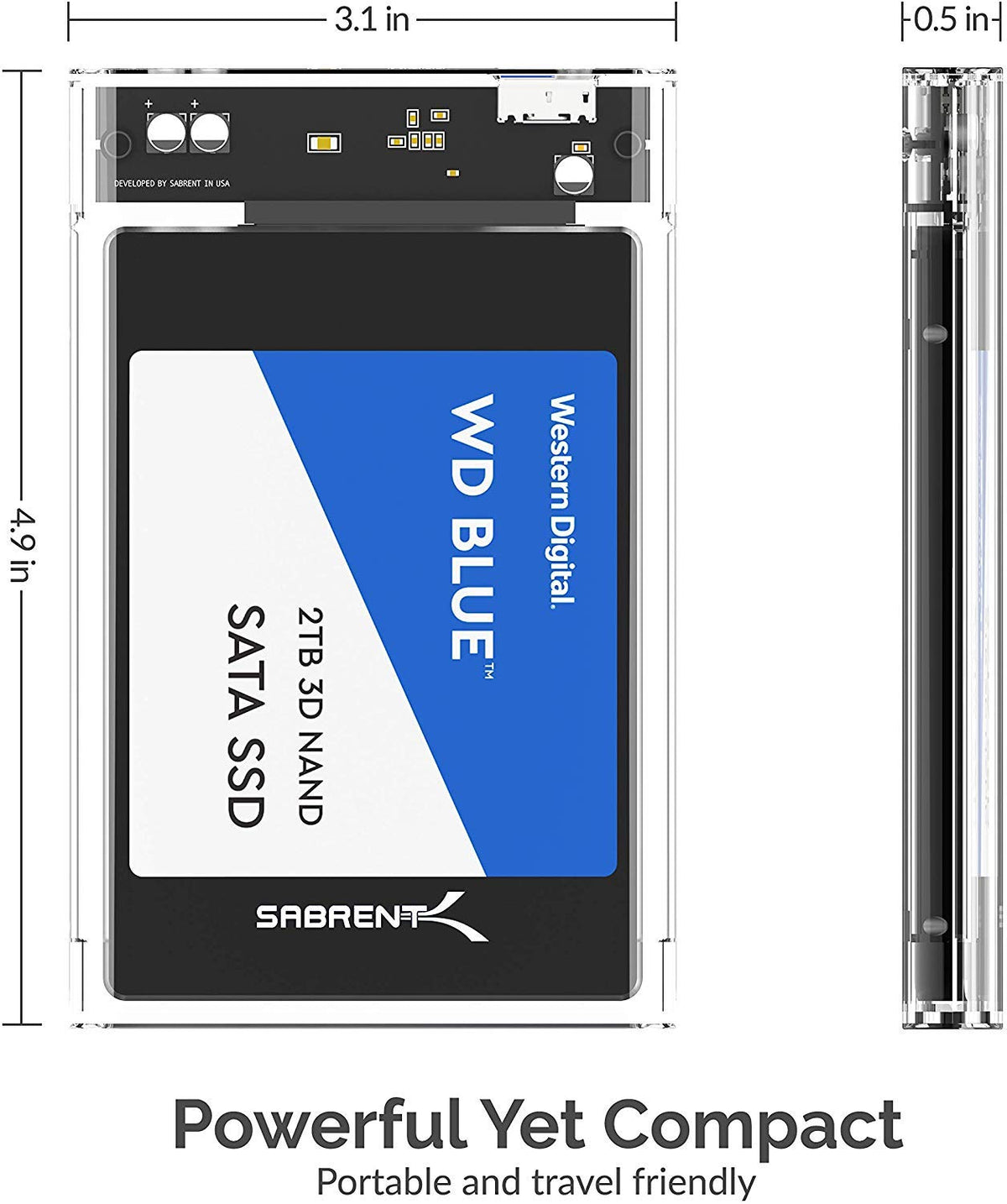 SABRENT 2.5in SATA to USB 3.0 Tool-Free SSD/HDD Enclosure (EC-UASP)