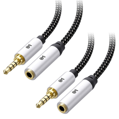 Cable Matters 2-Pack Headset Extension Cable - 6ft, TRRS with Mic Support, 3.5mm Extension Cable, Gaming Headset Extended Cord, Black