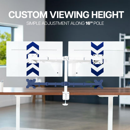 VIVO Dual Monitor Desk Mount, Holds 2 Computer Screens up to 30 inches and 22lbs Each, Heavy Duty Fully Adjustable Steel Stand with C-Clamp and Grommet, Black, STAND-V002