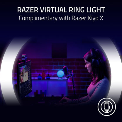 Razer Kiyo Streaming Webcam: 1080p 30 FPS / 720p 60 FPS - Ring Light w/Adjustable Brightness - Built-in Microphone - Advanced Autofocus