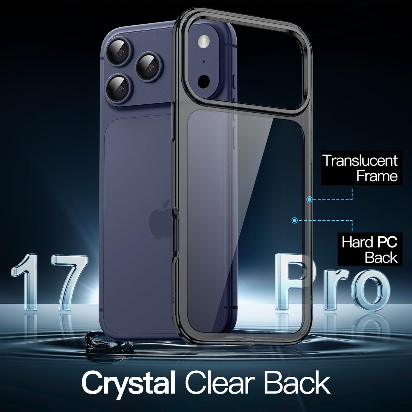 JETech Case for iPhone 17 Pro Max 6.9-Inch, Non-Yellowing Shockproof Phone Bumper Cover, Anti-Scratch Clear Back (Clear)