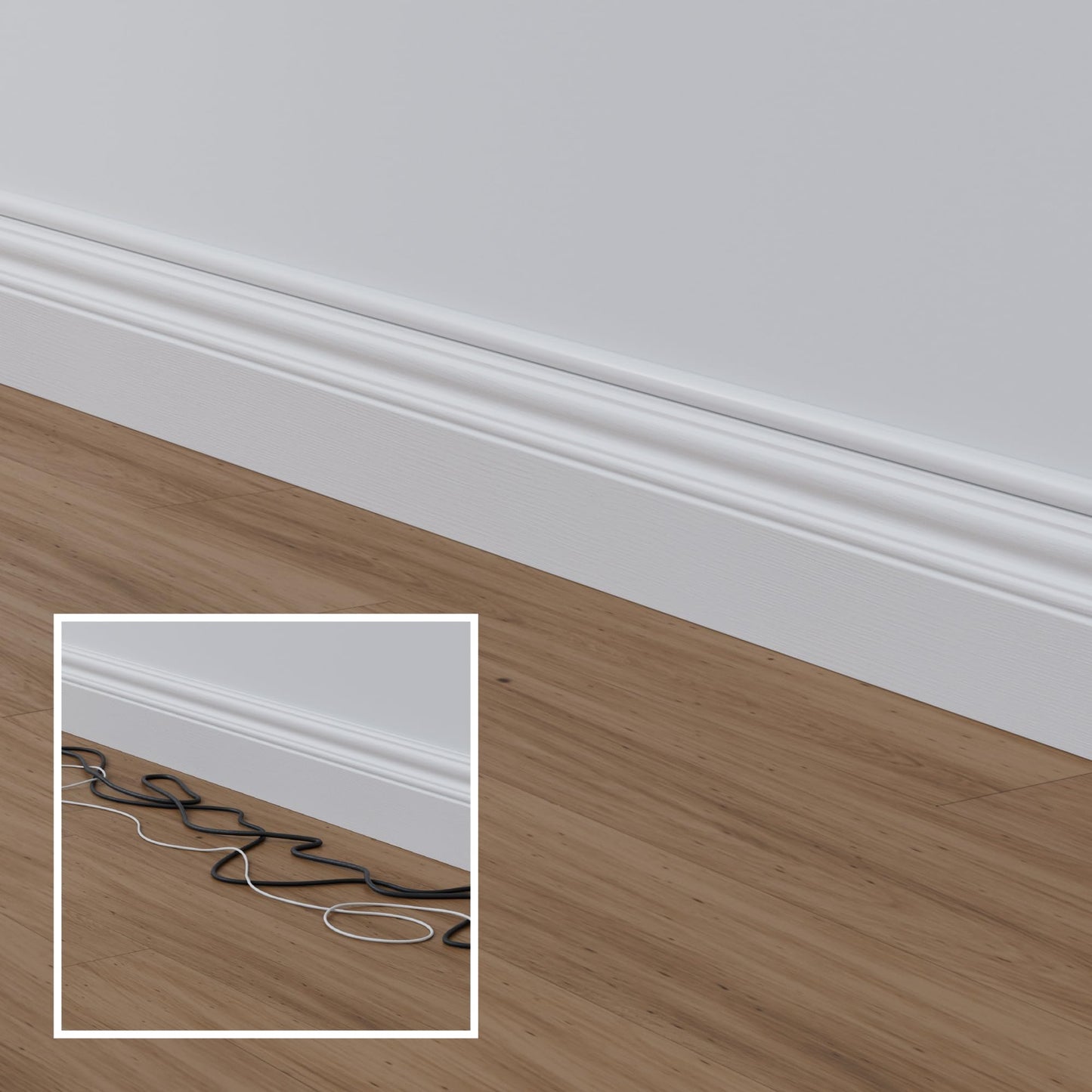D-Line Cable Raceway On-Wall Cord Cover | 1D3015W | Surface Mount Electrical Channel to Hide and Conceal Cords, Cables, and Wires | White, Paintable