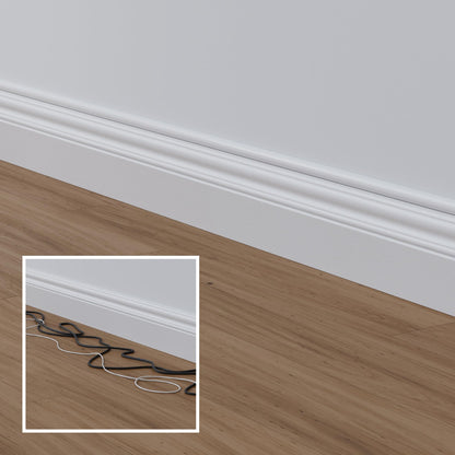 D-Line Cable Raceway On-Wall Cord Cover | 1D3015W | Surface Mount Electrical Channel to Hide and Conceal Cords, Cables, and Wires | White, Paintable