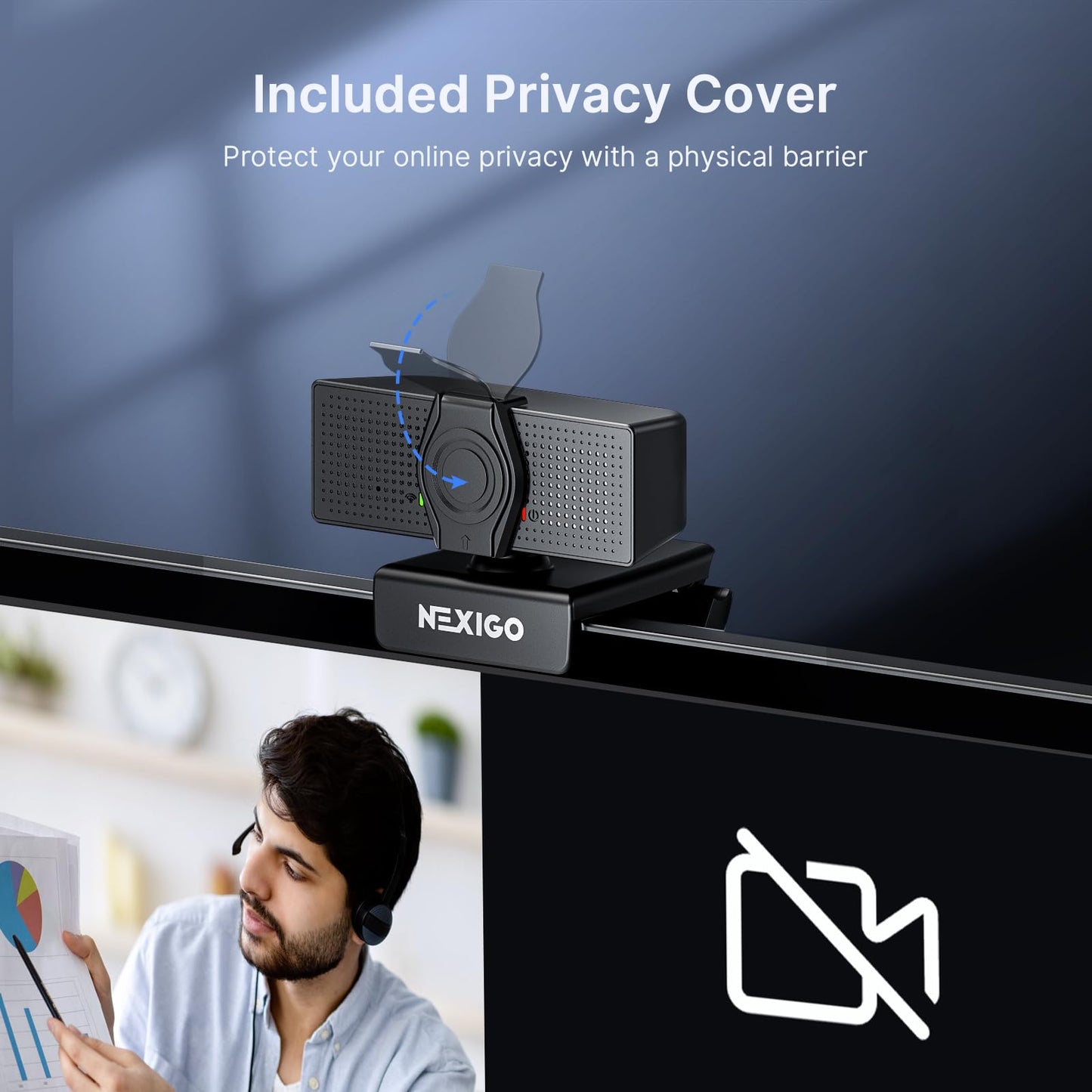 NexiGo N60 1080P Webcam with Microphone, Software Control & Privacy Cover, USB HD Computer Web Camera, Plug and Play, for Zoom/Skype/Teams, Conferencing and Video Calling