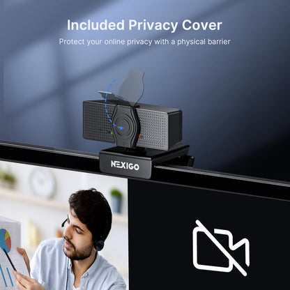 NexiGo N60 1080P Webcam with Microphone, Software Control & Privacy Cover, USB HD Computer Web Camera, Plug and Play, for Zoom/Skype/Teams, Conferencing and Video Calling